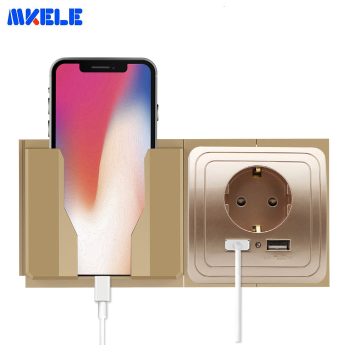 Wall cellphone holder stand socket paste charge support rack shelf durable  socket phone mount holder Home Charging Storage Box