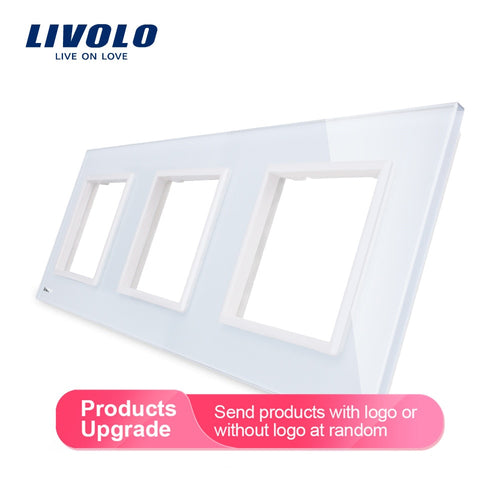 Livolo Luxury White Pearl Crystal Glass,EU standard, Triple Glass Panel For Wall Switch&Socket,C7-3SR-11  (4 Colors)