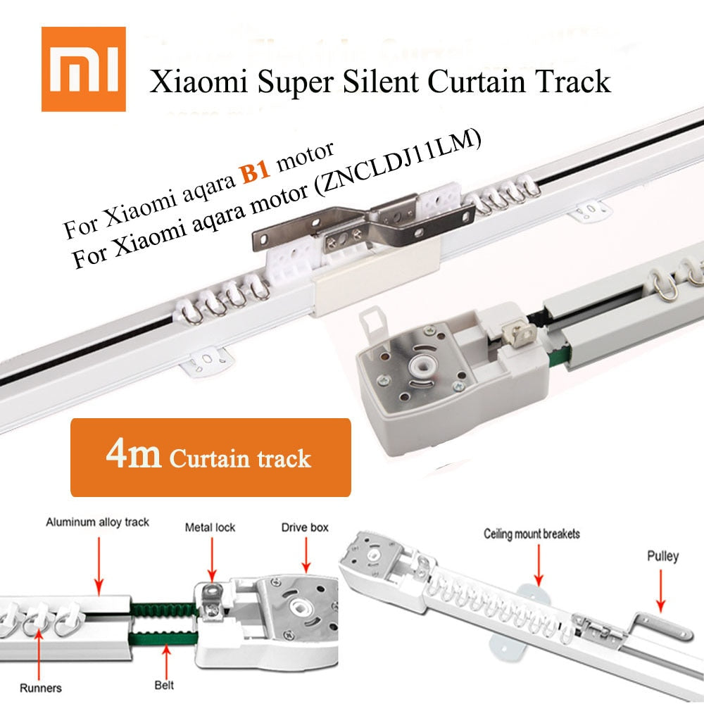 4m Super Quiet Electric Curtain Track for Xiaomi aqara motor/ Aqara B1 Curtain motor DOOYA Curtain engine,Customized Automatic