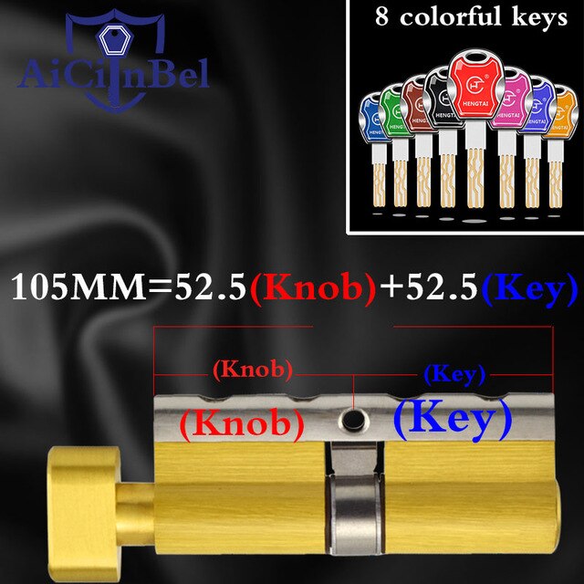 60 65 70 75 80 85 90 95 100mm Door Lock Cylinder Single Sided Blade Break Anti Stainless Steel Bar Brass Snake Groove Cylinder