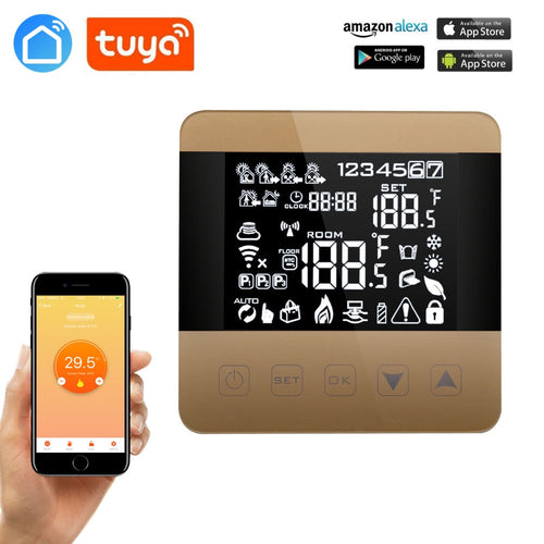 TUYA WiFi Alexa Google home Smart Thermostat Programmable Winter For Water/Floor Heating Touchscreen Room Temperature Controller